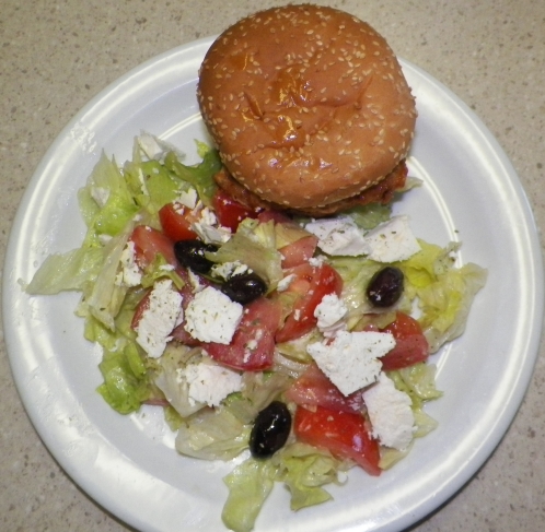 fishburger and
              salad